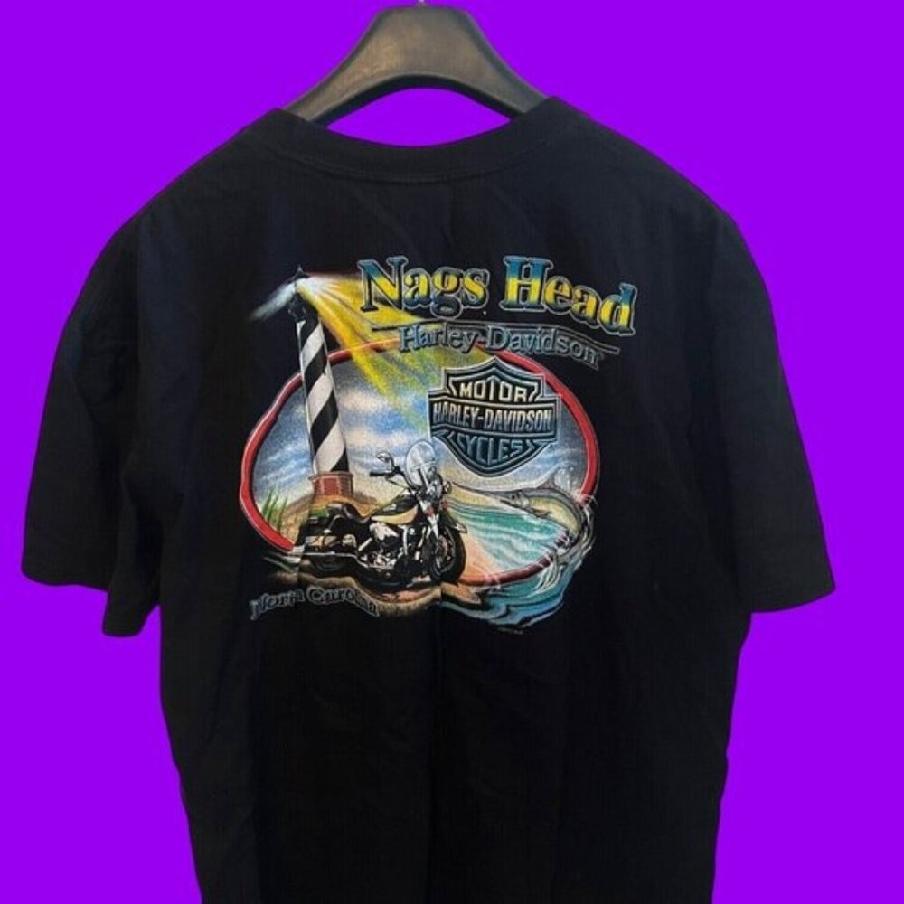 Harley-Davidson Nags Head Black Graphic T-Shirt Size 2XL Made In Nicaragua TEST